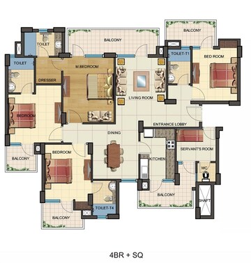 Floor Plan in 3 BHK Apartment at KLJ Greens, Sector 77 – for Rent