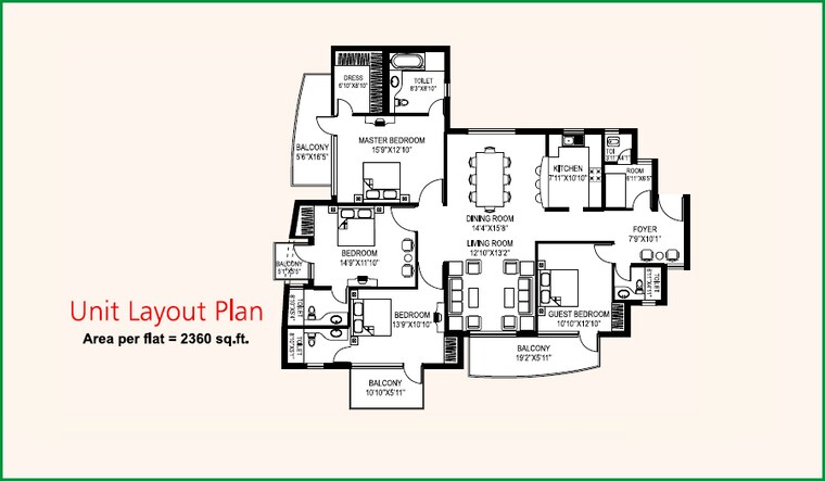 Floor Plan, rps-savana 3 Bedroom 1249 Sq.Ft. Apartment In Sector 88 Faridabad 9198210