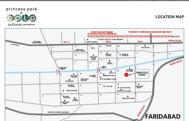 Map Location, bptp-princess-park 2 Bedroom 1261 Sq.Ft. Apartment In Sector 86 Faridabad 9198525