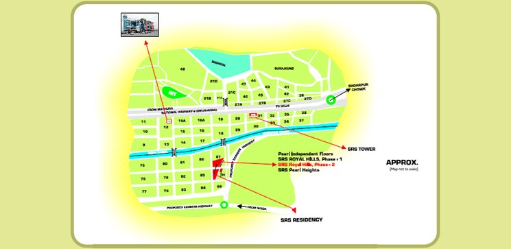 Map Location, srs-royal-hills 2 Bedroom 699 Sq.Ft. Apartment In Sector 87 Faridabad 9200936