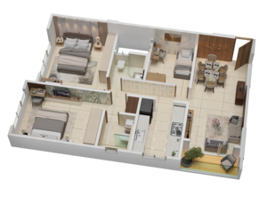 Floor Plan in 2.5 BHK Apartment at Banaji Aneesh Apartments, Andheri West – for Sale