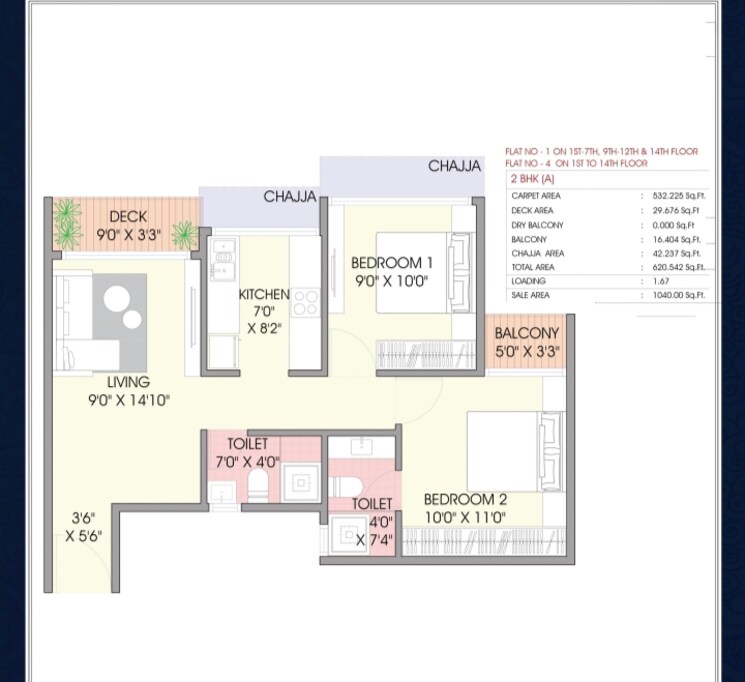 Floor Plan, span-empress 2 Bedroom 676 Sq.Ft. Apartment In Ulwe Navi Mumbai 9207038