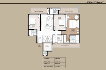 Floor Plan in 3 BHK Apartment at Sector 4 Greater Noida – for Sale