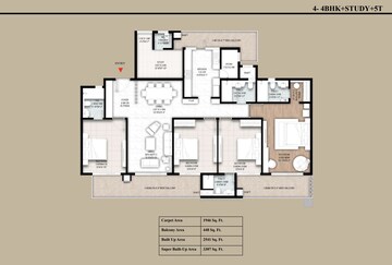 Floor Plan in 3 BHK Apartment at Sector 4 Greater Noida – for Sale