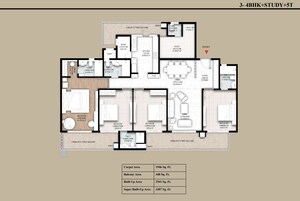 Floor Plan in 3 BHK Apartment at Sector 4 Greater Noida – for Sale