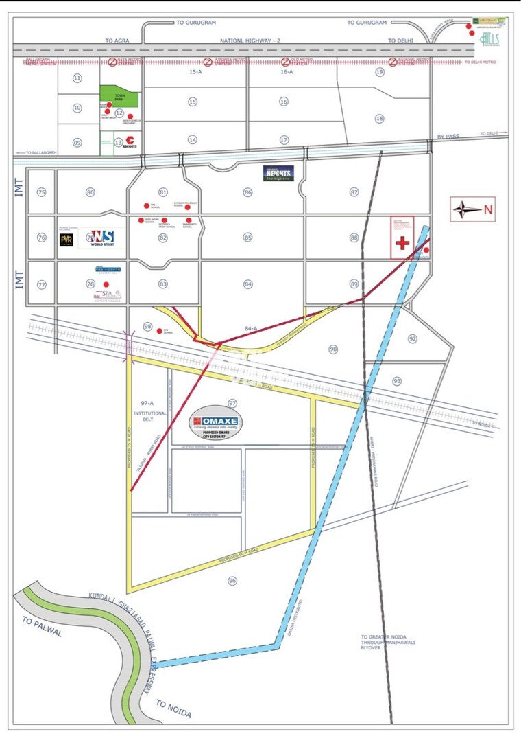 Map Location, omaxe-city-omaxe-heights  120 Sq.Yd. Plot In Sector 97 Faridabad 9212701