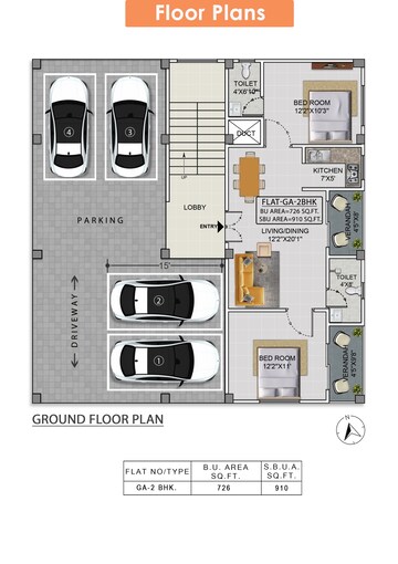 Floor Plan in 1 BHK Apartment at Tetelia – for Sale