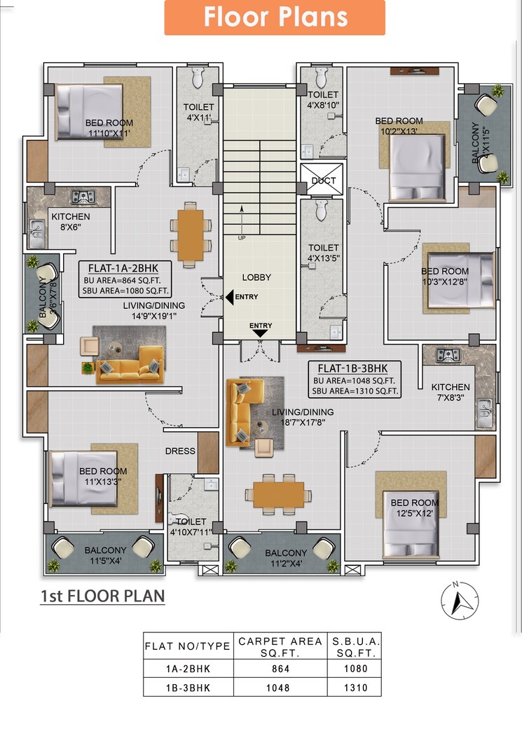 Floor Plan, tetelia 2 Bedroom 860 Sq.Ft. Apartment In Tetelia Guwahati 9214921