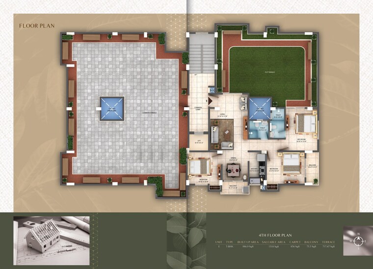 Floor Plan, garchuk 2 Bedroom 1057 Sq.Ft. Apartment In Garchuk Guwahati 9215012