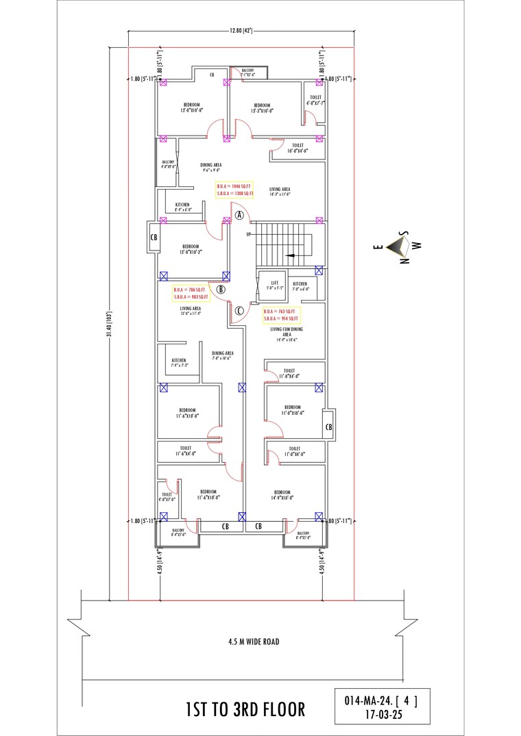 Floor Plan, ahom gaon 3 Bedroom 1308 Sq.Ft. Apartment In Ahom Gaon Guwahati 9215152