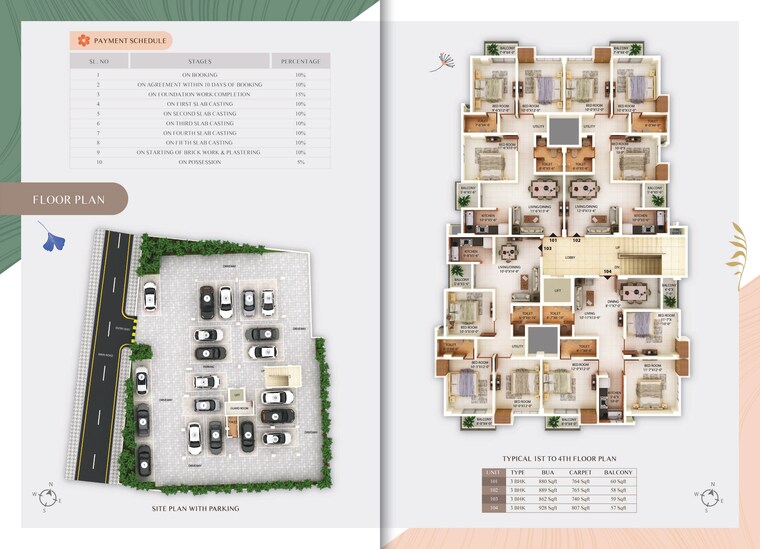Floor Plan, garchuk 3 Bedroom 1239 Sq.Ft. Apartment In Garchuk Guwahati 9215177