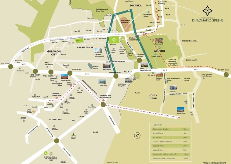 Map Location, puri-diplomatic-residences 3.5 Bedroom 2282 Sq.Ft. Apartment In Sector 111 Gurgaon 9215555