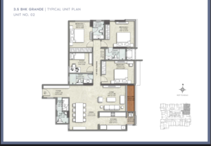 Floor Plan in 3 BHK Apartment at Kalpataru Amare, Gulmohar Colony – for Sale