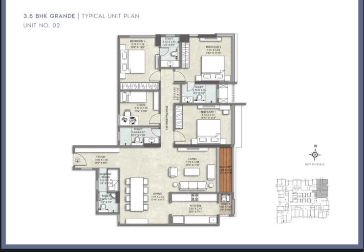 Floor Plan, kalpataru-amare 3 Bedroom 1531 Sq.Ft. Apartment In Gulmohar Colony Mumbai 9216954