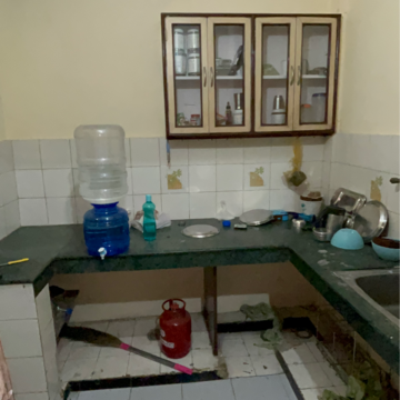 Kitchen in 1 BHK Builder Floor at Kotla Mubarakpur – for Rent