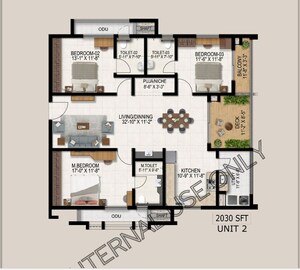Floor Plan in 3 BHK Apartment at Vajra West City, Osman Nagar – for Sale