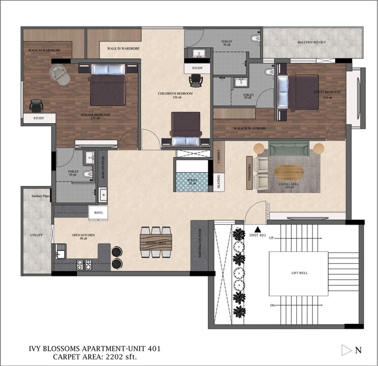 Floor Plan, jp nagar 3 Bedroom 2202 Sq.Ft. Apartment In Jp Nagar Bangalore 9219306