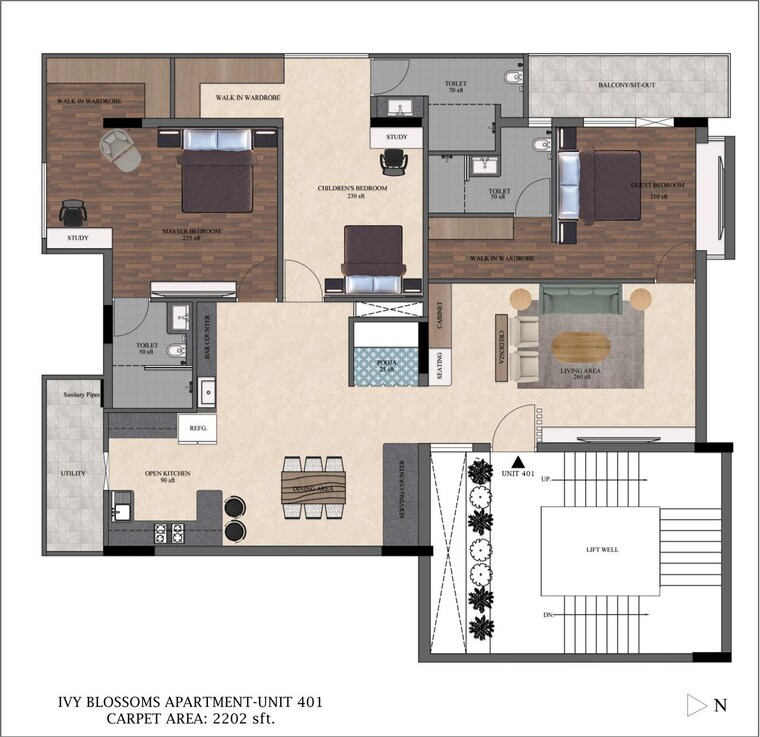 Floor Plan, jp nagar 3 Bedroom 2202 Sq.Ft. Apartment In Jp Nagar Bangalore 9219306