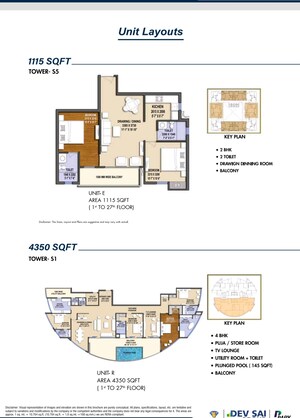 Floor Plan in 3 BHK Apartment at Le Solitairian City, Sector 25 Yamuna Expressway – for Sale