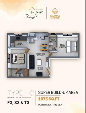 Floor Plan in 2 BHK Apartment at Reddiarpalayam – for Sale