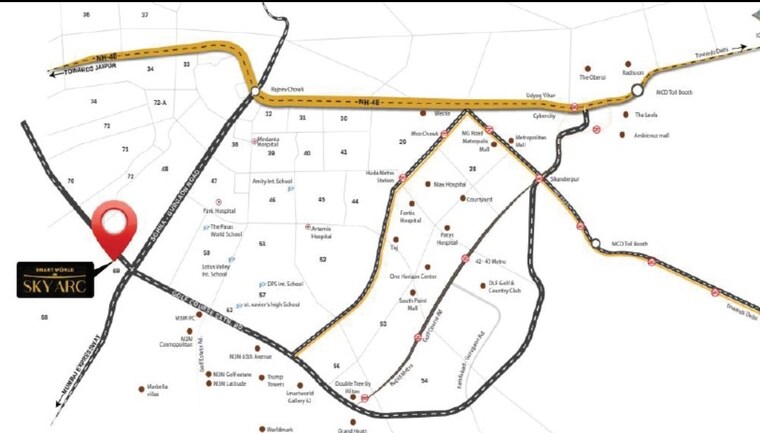 Map Location, smart-world-sky-arc 4 Bedroom 3270 Sq.Ft. Apartment In Sector 69 Gurgaon 9225267