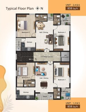 Floor Plan in 2 BHK Apartment at Karumandapam – for Sale