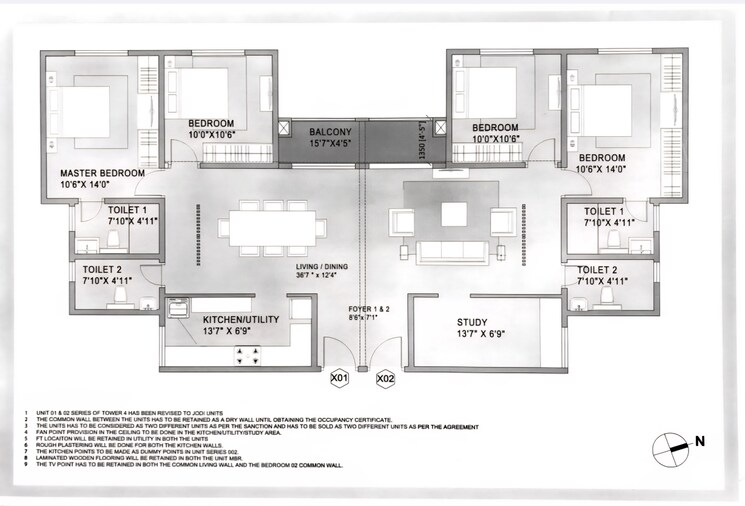 Floor Plan, puravankara-purva-zenium 4 Bedroom 2123 Sq.Ft. Apartment In Hosahalli Bangalore 9229139