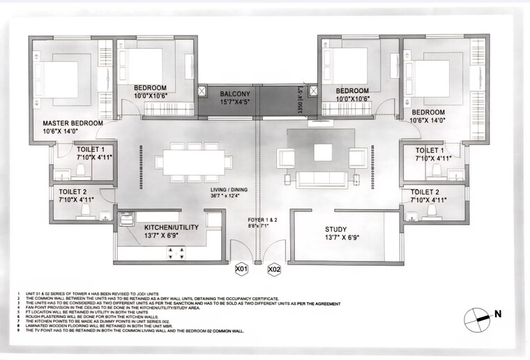 Floor Plan, puravankara-purva-zenium 4 Bedroom 2123 Sq.Ft. Apartment In Hosahalli Bangalore 9229139