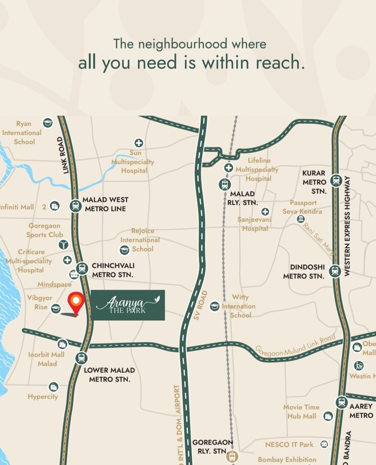 Map Location, malad west 2 Bedroom 824 Sq.Ft. Apartment In Malad West Mumbai 9230567