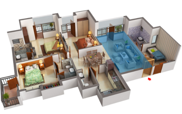 Floor Plan in 3.5 BHK Apartment at GTM Forest and Hills, Mohkampur – for Rent