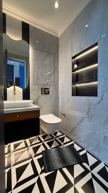 Bathroom in 4 BHK Apartment at Rustomjee Crown, Prabhadevi – for Rent