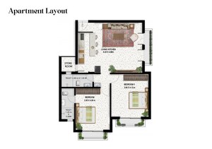 Floor Plan in 2 BHK Apartment at Thivim – for Sale