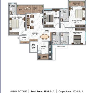Floor Plan in 4 BHK Apartment at Krisala 41 Luxovert, Tathawade – for Sale