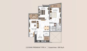 Floor Plan in 2.5 BHK Apartment at Krisala Aventis, Tathawade – for Sale