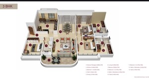 Floor Plan in 3 BHK Apartment at Kumar Siddhachal, Market Yard – for Sale