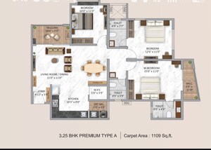 Floor Plan in 3.5 BHK Apartment at Krisala Aventis, Tathawade – for Sale