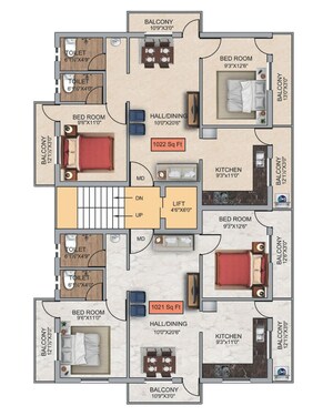 Floor Plan in 2 BHK Apartment at Valasaravakkam – for Sale