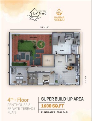 Floor Plan in 3 BHK Penthouse at Reddiarpalayam – for Sale