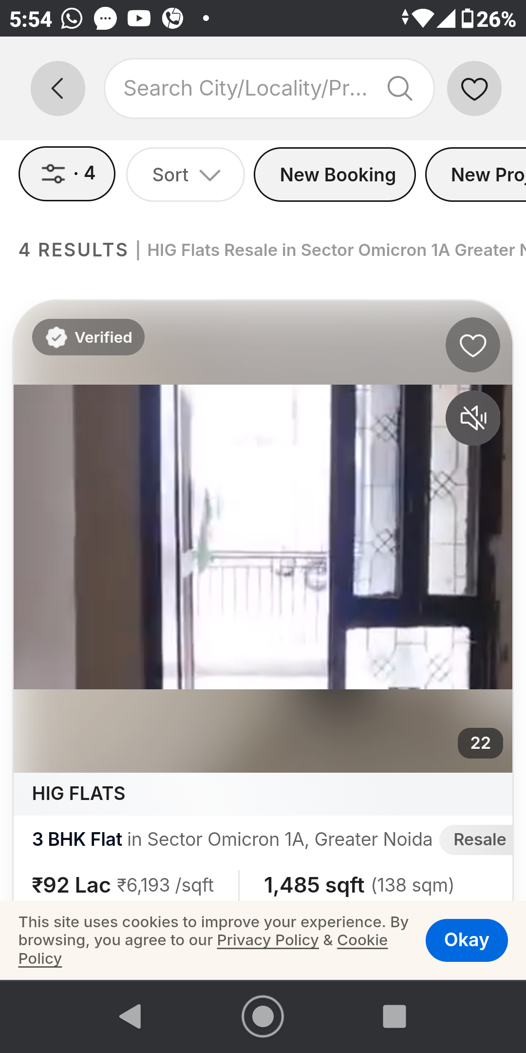 3 BHK + Study Room Apartment For Sale in HIG Apartments