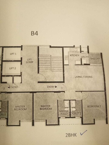 Floor Plan in 2 BHK Apartment at Mahindra Vivante, Andheri East – for Rent