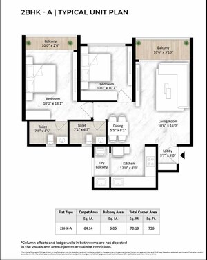 Floor Plan in 2 BHK Apartment at Saheel Itrend Vesta, Tathawade – for Sale