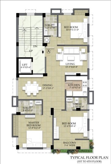 Floor Plan in 3 BHK Apartment at Panditiya Road – for Sale