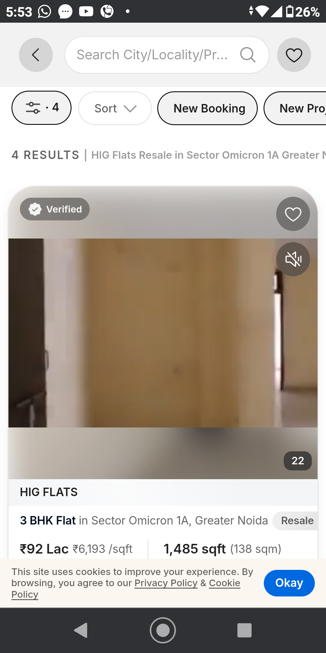 3 BHK + Study Room 1200 Sq.Ft. Apartment in HIG Apartments