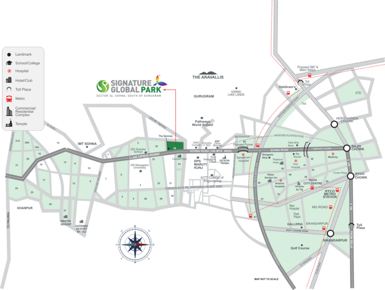 Map Location, signature-signum-36 2 Bedroom 745 Sq.Ft. Independent House In Sohna Sector 36 Gurgaon 9242366