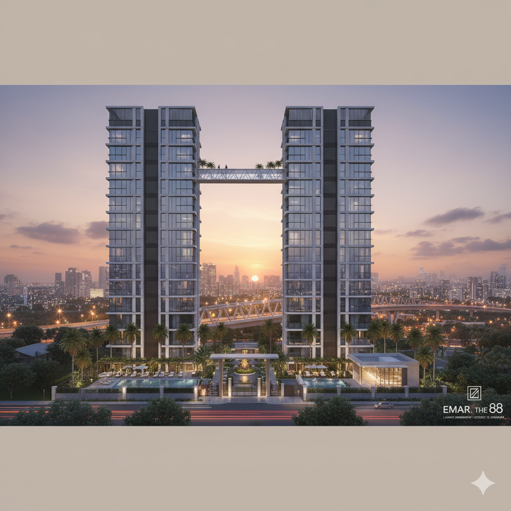 2 BHK + Servant Room,Study Room 1330 Sq.Ft. Apartment in Emaar The 88