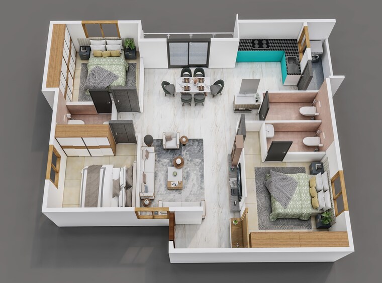 Floor Plan, jp nagar phase 7 3 Bedroom 1350 Sq.Ft. Apartment In Jp Nagar Phase 7 Bangalore 9243154