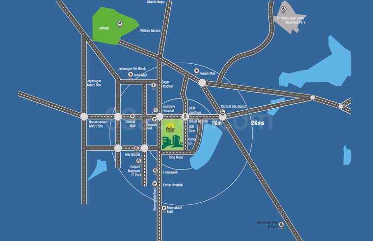 Map Location, green-city-eutopia 3 Bedroom 1545 Sq.Ft. Apartment In Btm Layout Bangalore 9243325