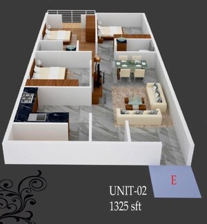 Floor Plan in 3 BHK Apartment at Begur – for Sale