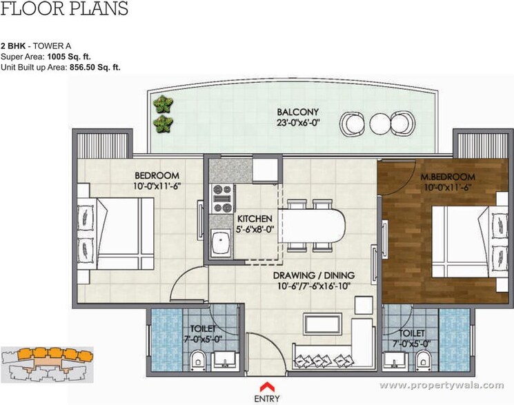 Floor Plan, mahaluxmi-migsun-ultimo 2 Bedroom 1005 Sq.Ft. Apartment In Omicron Iii Greater Noida Greater Noida 9243728