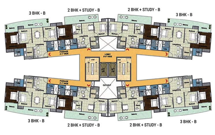 Floor Plan, mahaluxmi-migsun-ultimo 2 Bedroom 1005 Sq.Ft. Apartment In Omicron Iii Greater Noida Greater Noida 9243728